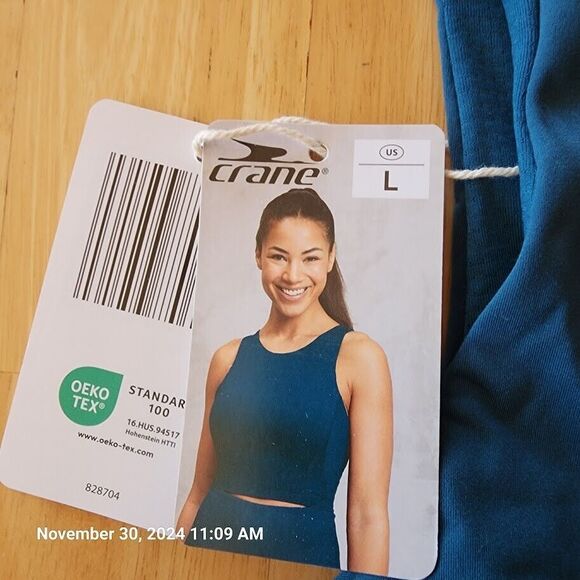 Crane Fitness  Racerback Sports Bra Teal Size Large Padded Comfort New with Tags - Picture 3 of 10